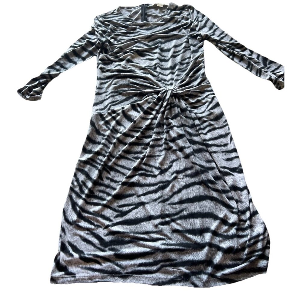 Michael Kors Sz XS Woman Black White Zebra Animal Print Cap Sleeve Dress Stretch